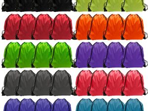 GoodtoU Drawstring Backpack 40 Pcs Cinch Bags Drawstring Bags Bulk Nylon Draw String Sport Bag 10 Colors
