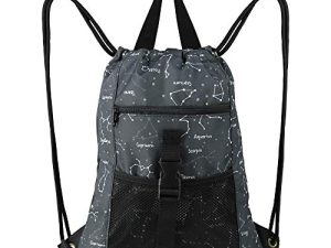 Drawstring Backpack Bag Large 18"L x 13.6"W Gym String Cinch Sack with Pockets
