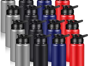 16 Pack Aluminum Water Bottles Metal Travel Bottles with Snap Lid Aluminum Reusable Sports Bottles Lightweight Leak Proof Water Bottles Bulk for Gym Hiking Cycling Sports Outdoor (20 Oz)