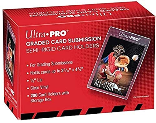 200 Ultra Pro Graded Card Submission Semi Rigid 1/2" Lip Tall Sleeves with Storage Box 200 Ultra Pro Graded Card Submission Semi Rigid 1/2" Lip Tall Sleeves with Storage Box