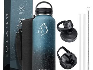 BUZIO 40oz Insulated Stainless Steel Water Bottle with Straw Lid