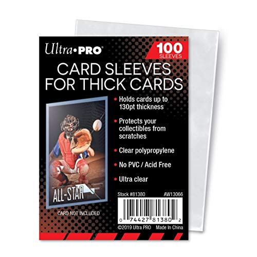 Ultra Pro Extra Thick Card Sleeves for Thick Jersey or Memorabilia Sports Trading Cards by Topps Ultra Pro Extra Thick Card Sleeves for Thick Jersey or Memorabilia Sports Trading Cards by Topps