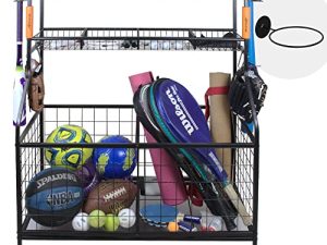 ACELETIQS Garage Organizer Sports Equipment Storage Ball Storage Rack for Sports & Outdoors | Rolling Wheels with Breaks | Premium Quality | Baseball
