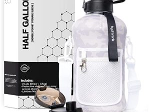 Half Gallon Water Bottle with Storage Sleeve & Straw Lid - BPA Free