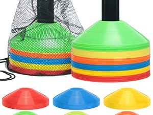 120 Pack Disc Cones Sports Soccer Cones Drills Agility Training Cones Multicolor Round Cones Practice Set Sports Equipment for Football