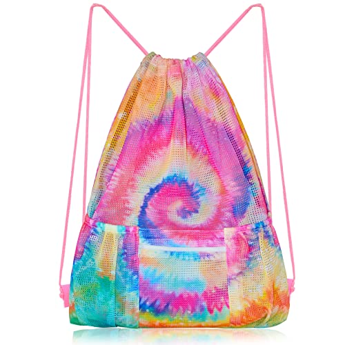 Mesh Drawstring Bag with Zipper Pocket Mesh Drawstring Bag with Zipper Pocket