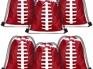 6 Pieces 17.2 Inch Soccer Softball Baseball Drawstring Bag Sports Gym Football Softball Soccer Baseball Drawstring Backpack Sack Bag for Men Women Sport Travel Gym Class(Football Style)