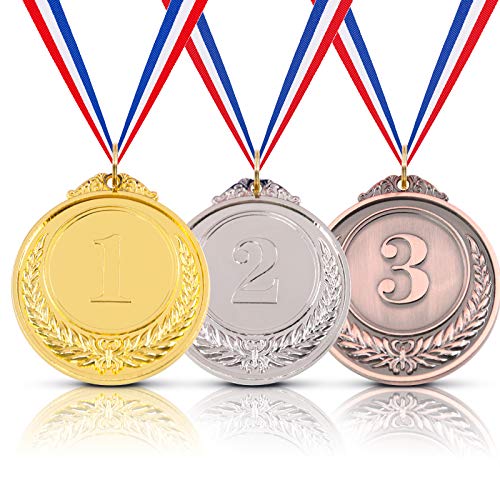 Hilitchi Gold Silver Bronze Award Medals with Ribbon Winner Awards Olympic Style for Kids School Sports Meeting Sports Events or Celebration Souvenir Hilitchi Gold Silver Bronze Award Medals with Ribbon Winner Awards Olympic Style for Kids School Sports Meeting Sports Events or Celebration Souvenir