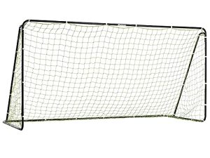 Franklin Sports Competition Soccer Goal - Steel Backyard Soccer Goal with Net - Includes 6 Ground Stakes - 12' x 6' Youth Soccer Goal - Black