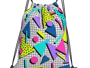 Givotin Drawstring Backpack Waterproof Gym Drawstring Bags Sports String Bag Retro 80s 90s Sackpack-Vintage Grey Drawstring Bag