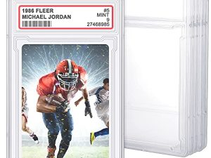 Trading Cards Protector Case Acrylic Clear Baseball Card Holders with Label Position Hard Card Sleeves Small Sturdy Storage Box for Card Standard Collector Sport Game Grade Card Case (6 Pieces)