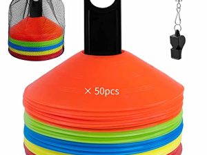 Vousile Disc Cones Set of 50 Pack with Carrier for Sports