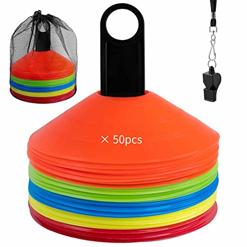Vousile Disc Cones Set of 50 Pack with Carrier for Sports Vousile Disc Cones Set of 50 Pack with Carrier for Sports