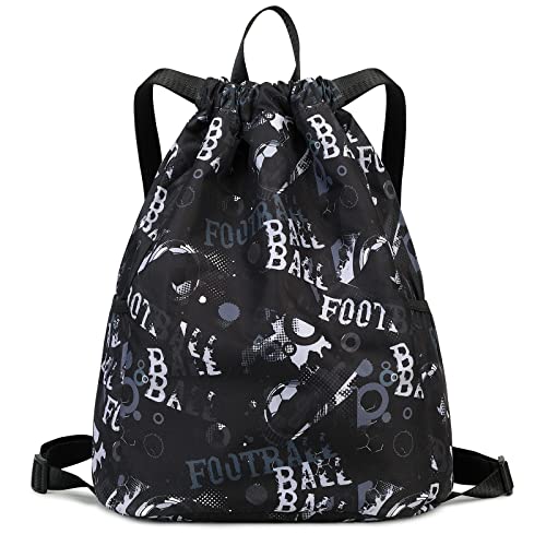 Ryushoyo Drawstring Backpack Gym Backpack Sports Bag for Swim Women Men Workout Bag Draw String Back Sack for Soccer Beach Gear Letters Football Black Ryushoyo Drawstring Backpack Gym Backpack Sports Bag for Swim Women Men Workout Bag Draw String Back Sack for Soccer Beach Gear Letters Football Black