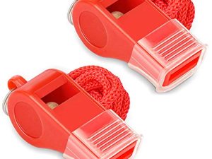 Hipat Red Emergency Whistles with Lanyard & Mouth Grip