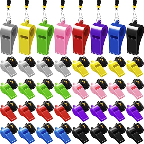Yunsailing 32 Pack Plastic Whistles with Lanyard Yunsailing 32 Pack Plastic Whistles with Lanyard