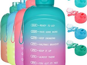 24oz/32oz/64oz/128oz Motivational Water Bottle with Time Marker & Removable Straw