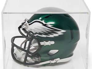 The Original BALLQUBE Mini Football Helmet Display Case - 7 Inch Crystal Clear Display Holder That Fits All Models of Miniature Football Helmets
