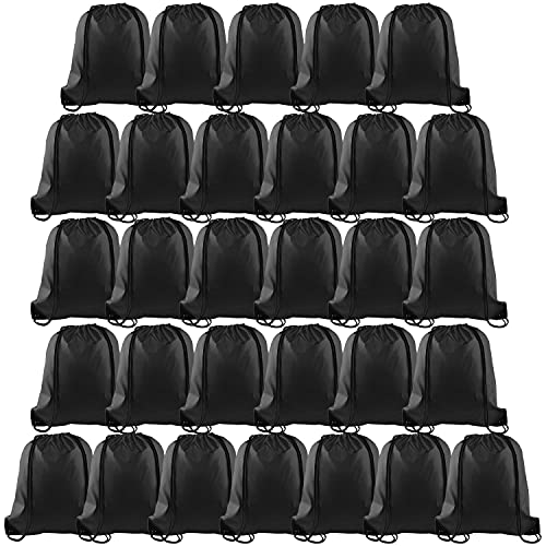 PLULON 30 Pcs Black Drawstring Backpack Bags Bulk String Backpack Cinch Sack Pull Sport Gym Backpack Bags for Yoga Traveling Outdoor Sports PLULON 30 Pcs Black Drawstring Backpack Bags Bulk String Backpack Cinch Sack Pull Sport Gym Backpack Bags for Yoga Traveling Outdoor Sports