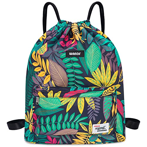 Drawstring Backpack String Bag Sackpack Cinch Water Resistant Nylon for Gym Shopping Sport Yoga by WANDF Drawstring Backpack String Bag Sackpack Cinch Water Resistant Nylon for Gym Shopping Sport Yoga by WANDF
