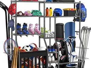 GDLF Garage Sports Storage Golf Bag Organizer Ball Storage Bin 2 in 1 Extra Large 4 Golf Bags Stand Garage Organization