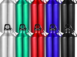 CHENGU 10 Pcs Aluminum Water Bottle 20 oz Aluminum Bike Water Bottle Lightweight Aluminum Reusable Bottles Leak Proof Aluminum Sports Bottle Travel Bottles with Twist Cap Buckle for Camping