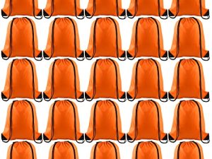 KUUQA 25Pcs Orange Drawstring Backpack Bulk Drawstring Bags String Backpack Cinch Gym Backpack for Gym Sport Traveling