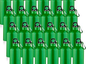 Gandeer 24 Pieces Aluminum Water Bottle 17 oz Leak Proof Sports Bottle Bulk Lightweight Aluminum Bike Water Bottles with Buckle and Twist Cap for Gym Sports Travel Riding Camping Running (Green)