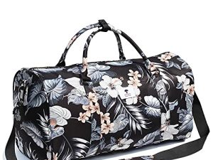 Original Floral Water Resistant Duffel Bag Gym bag Weekender Travel Bag for Gym Beach Travel School Daily Bags ([W] Wild Leaf)