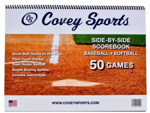 Covey Baseball Softball Scorebook Side by Side Format - (50 Games) - Score Keeping Book with Sheets Designed to Make Baseball and Softball Scoring Easier for The Score Keeper