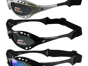 3 Pairs of Birdz Seahawk Polarized Sunglasses for Watersports Jet Ski Surfing Kayaking 1 Black & Silver Frames w/Smoke Lenses & 1 Black Frame w/Blue Lens