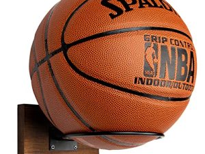PUERSI Ball Holder Wall Mount Ball Storage Display Wood & Metal for Basketball Football Soccer Volleyball