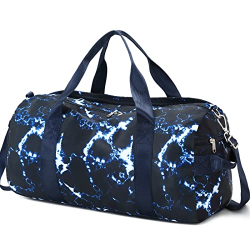 Duffle Bag for Women Gym Sports Girls Workout Travel Bag Weekender with Shoe Compartment and Wet Pocket (Tie-dyed Blue and Black) Duffle Bag for Women Gym Sports Girls Workout Travel Bag Weekender with Shoe Compartment and Wet Pocket (Tie-dyed Blue and Black)
