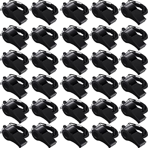 Frienda 100 Pieces Black Lanyard Plastic Whistles Referees Fans Cheer Student Whistles Emergencies Survival Whistles Bulk Frienda 100 Pieces Black Lanyard Plastic Whistles Referees Fans Cheer Student Whistles Emergencies Survival Whistles Bulk