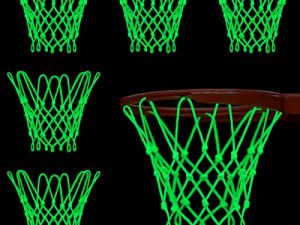 6 Pcs Mini Nightlight Basketball Hoop Net Replacement 8 Loop Glow in The Dark Basketball Net Portable Sun Powered Luminous Sports Nylon Basketball Net Outdoor for Children Kids