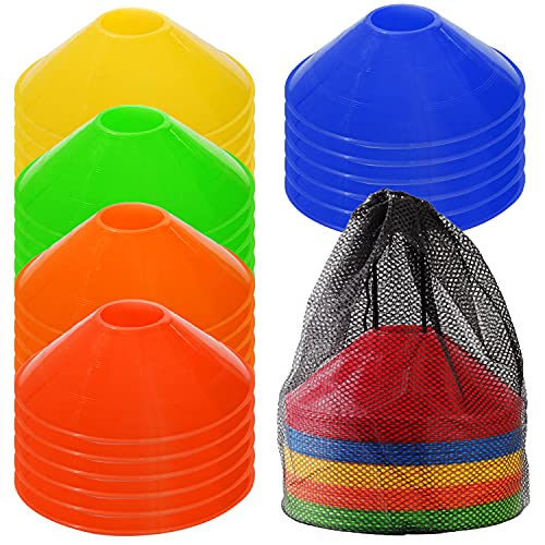 Jyongmer 30 Pcs Disc Cones Training Cones Agility Soccer Cones with Carry Bag for Training Jyongmer 30 Pcs Disc Cones Training Cones Agility Soccer Cones with Carry Bag for Training