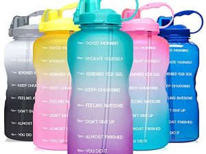 Venture Pal Large 64 oz/128 oz(When Full) Motivational BPA Free Leakproof Water Bottle with Straw & Time Marker Perfect for Fitness Gym Camping Outdoor Sports