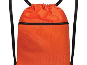 Drawstring Strings Bags with Pockets Sports Athletic School Travel Gym Cinch Sack Lightweight Backpack for Men and Women