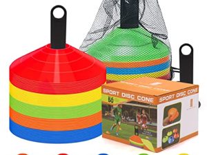 brooman 50-Pack Soccer Disc Cones Training Sports Cone with Carry Bag and Holder for Kids Football Basketball Drills Field Markers