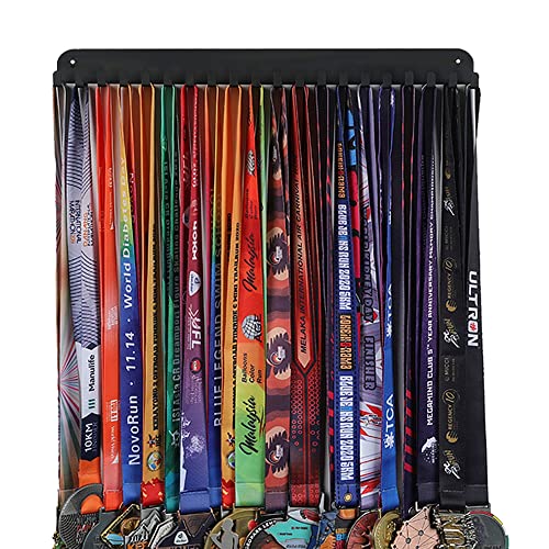 Goutoports Medal Holder Display Hanger Rack Frame for Sport Race Runner-Race Medal Hanger Holder-Sturdy Black Steel Metal Over 60 Medals Easy to Install Goutoports Medal Holder Display Hanger Rack Frame for Sport Race Runner-Race Medal Hanger Holder-Sturdy Black Steel Metal Over 60 Medals Easy to Install