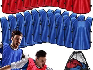 Jiuguva 24 Packs Sports Pinnies Soccer Basketball Team Practice Vest Pennies Scrimmage Vests for Kids Youth and Adults