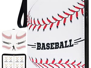 Baseball Card Binder 4 Pocket with 50 Removable Double-Sided Sleeves Fits 400 Cards