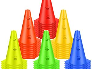 48 Pcs Training Cones for Sports Outdoor Indoor Plastic Agility Cones 9 Inch Field Marker Cones Sports Flexible Cones for Soccer Football Basketball Training