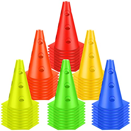 48 Pcs Training Cones for Sports Outdoor Indoor Plastic Agility Cones 9 Inch Field Marker Cones Sports Flexible Cones for Soccer Football Basketball Training 48 Pcs Training Cones for Sports Outdoor Indoor Plastic Agility Cones 9 Inch Field Marker Cones Sports Flexible Cones for Soccer Football Basketball Training