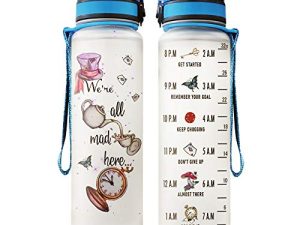 64HYDRO 32oz 1Liter Motivational Fitness Sports Water Bottle with Time Marker & Removable Strainer