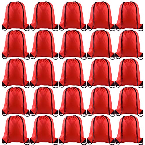 KUUQA 25Pcs Drawstring Backpack Bags String Backpack Sport Bag Sack Cinch Gym Backpack Bulk for Gym Sport Traveling,Red KUUQA 25Pcs Drawstring Backpack Bags String Backpack Sport Bag Sack Cinch Gym Backpack Bulk for Gym Sport Traveling,Red