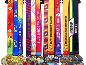Goutoports Medal Holder Display Hanger Rack Frame for Sport Race Runner Sturdy Black Steel Metal Over 60 Medals Easy to Install